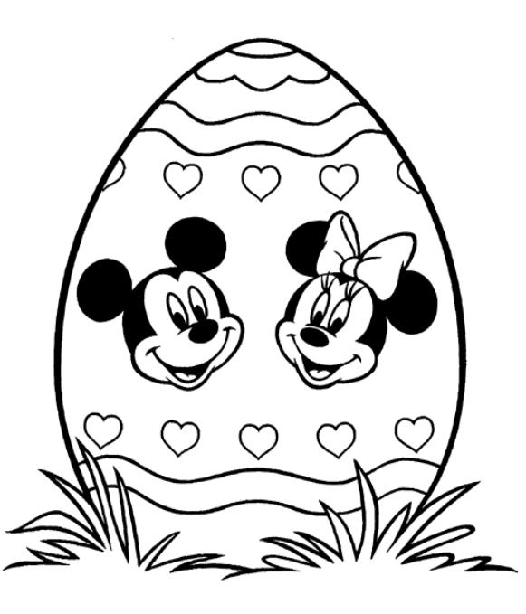 coloriage oeuf de paques de mickey et minnie
